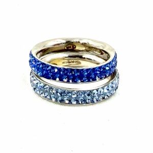 Sterling Silver Swarovski Crystal Rings Sz 6.5 Amore & Baci Eternity Bands NWOT